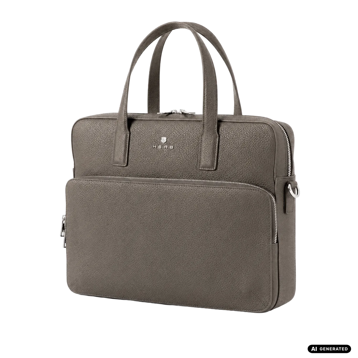 Andreas Herb Business Bag Etoupe aus taupefarbenem Leder, Detailansicht