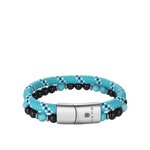 Bracelet Ibiza Hustle Armband von HERB World – türkis-schwarz gemustertes Seil mit Onyx- und Türkis-Perlen, Gesamtansicht