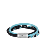 Bracelet Ibiza Vision Armband von HERB World – dreisträngig in Schwarz und Türkis mit Glasperlen, Gesamtansicht