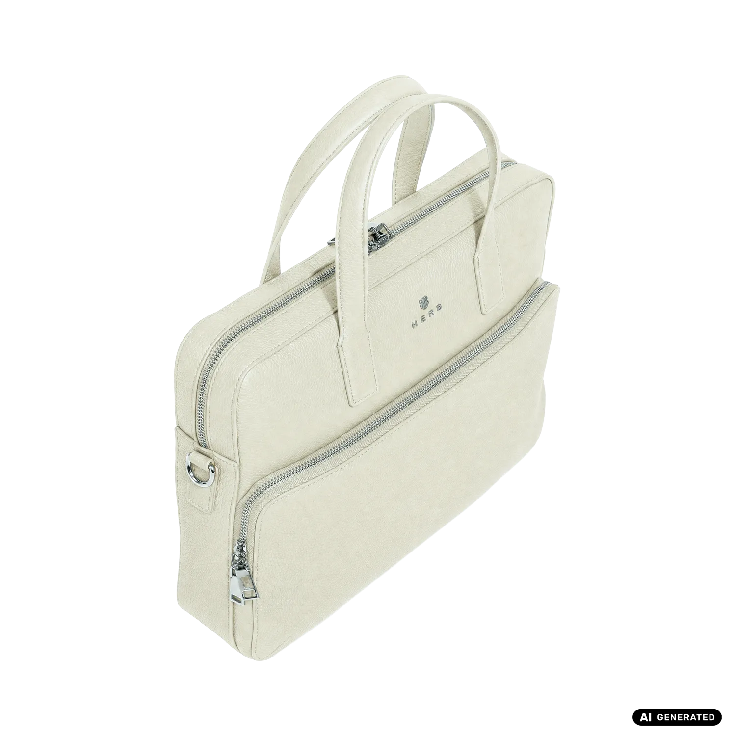 Andreas Herb Business Bag Ivory aus elfenbeinfarbenem Leder, Detailansicht