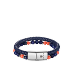 Bracelet St. Tropez Aura Armband von HERB World – dunkelblaues Flechtleder mit Lapis- und orangen Perlen, Gesamtansicht