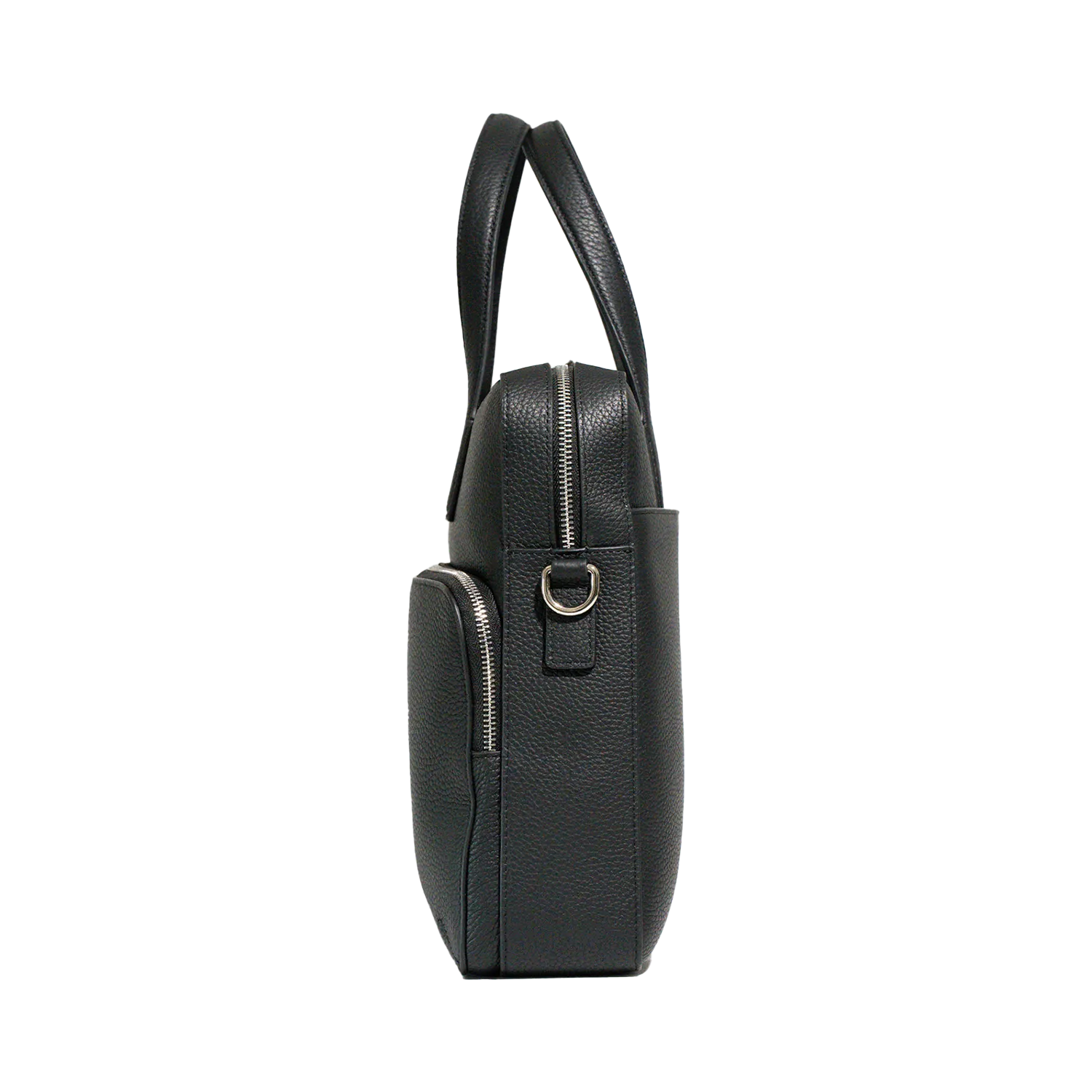 Andreas Herb Business Bag aus schwarzem Leder Seitenprofil