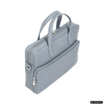Andreas Herb Business Bag Dusty Blue aus graublauem Leder, Detailansicht